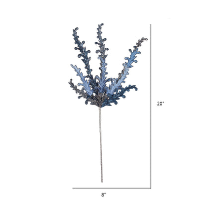 Vickerman 20" Blue Petal Flower Artificial Christmas Spray. Includes 3 sprays per pack.
