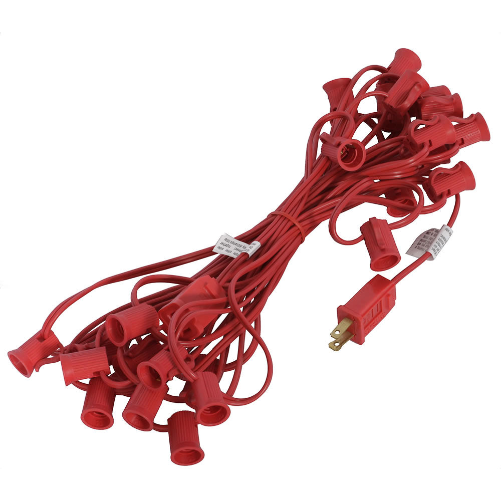 Vickerman 25' C9 Socket String with 25 C9 Sockets on 18 Gauge SPT1 Red Wire