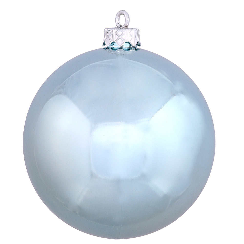 Vickerman 6" Baby Blue Shiny Ball Ornament 4 per Bag