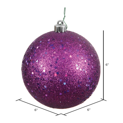 Vickerman 6" Plum Sequin Ball Ornament 4 per Bag