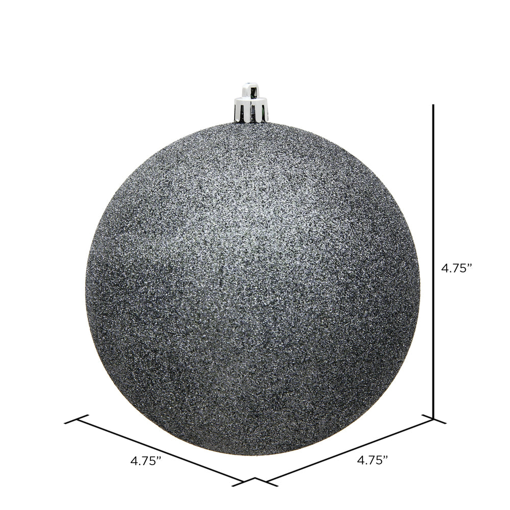 Vickerman 4.75" Pewter Glitter Ball Ornament 4 per Bag