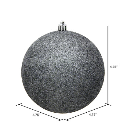 Vickerman 4.75" Pewter Glitter Ball Ornament 4 per Bag