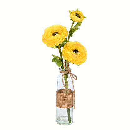 Vickerman 15" Artificial Yellow Camellia in Glass Pack of 2