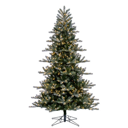 Vickerman 7.5' x 56" Frosted Danbury Spruce Artificial Pre-Lit Christmas Tree Warm White Lights.