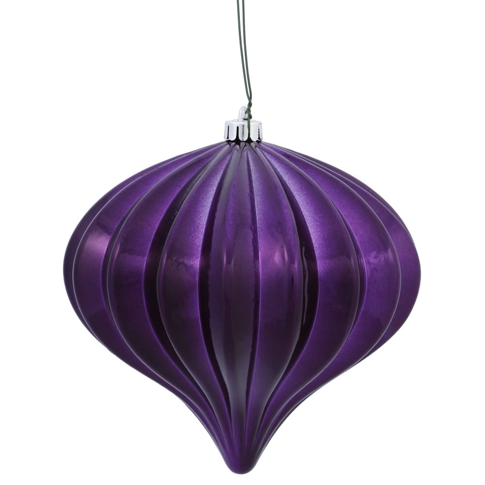 Vickerman 5.7" Plum Shiny Onion Christmas Ornament UV treated Set of 3