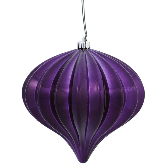 Vickerman 5.7" Plum Shiny Onion Christmas Ornament UV treated Set of 3