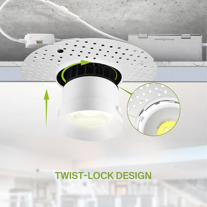 ASD Lighting LED Trimless Downlight Round 3.5inch 12W 120V Triac 2700/3000/3500/4000/5000K White ETL Energy Star