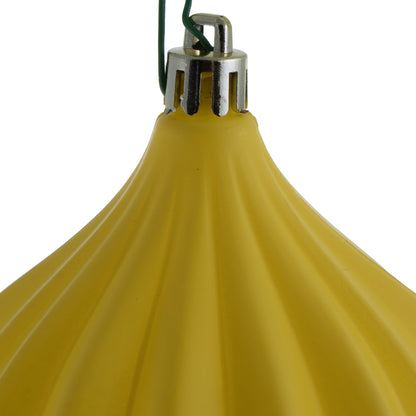 Vickerman 6.3" x 3.5"  Yellow Matte Lantern Ornament with drilled and wired caps. Comes 4/bag.