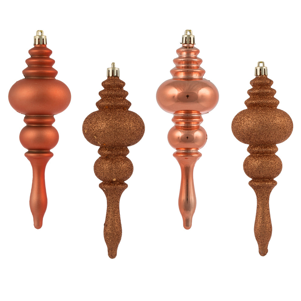Vickerman 7" Coral 4-Finish Finial Ornament 8 per Box