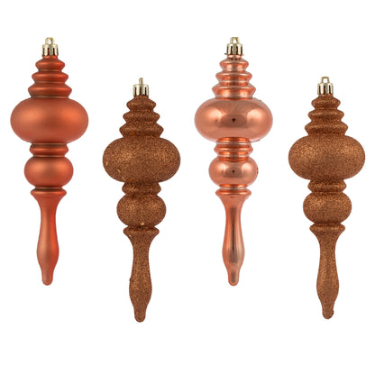 Vickerman 7" Coral 4-Finish Finial Ornament 8 per Box