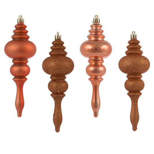 Vickerman 7" Coral 4-Finish Finial Ornament 8 per Box