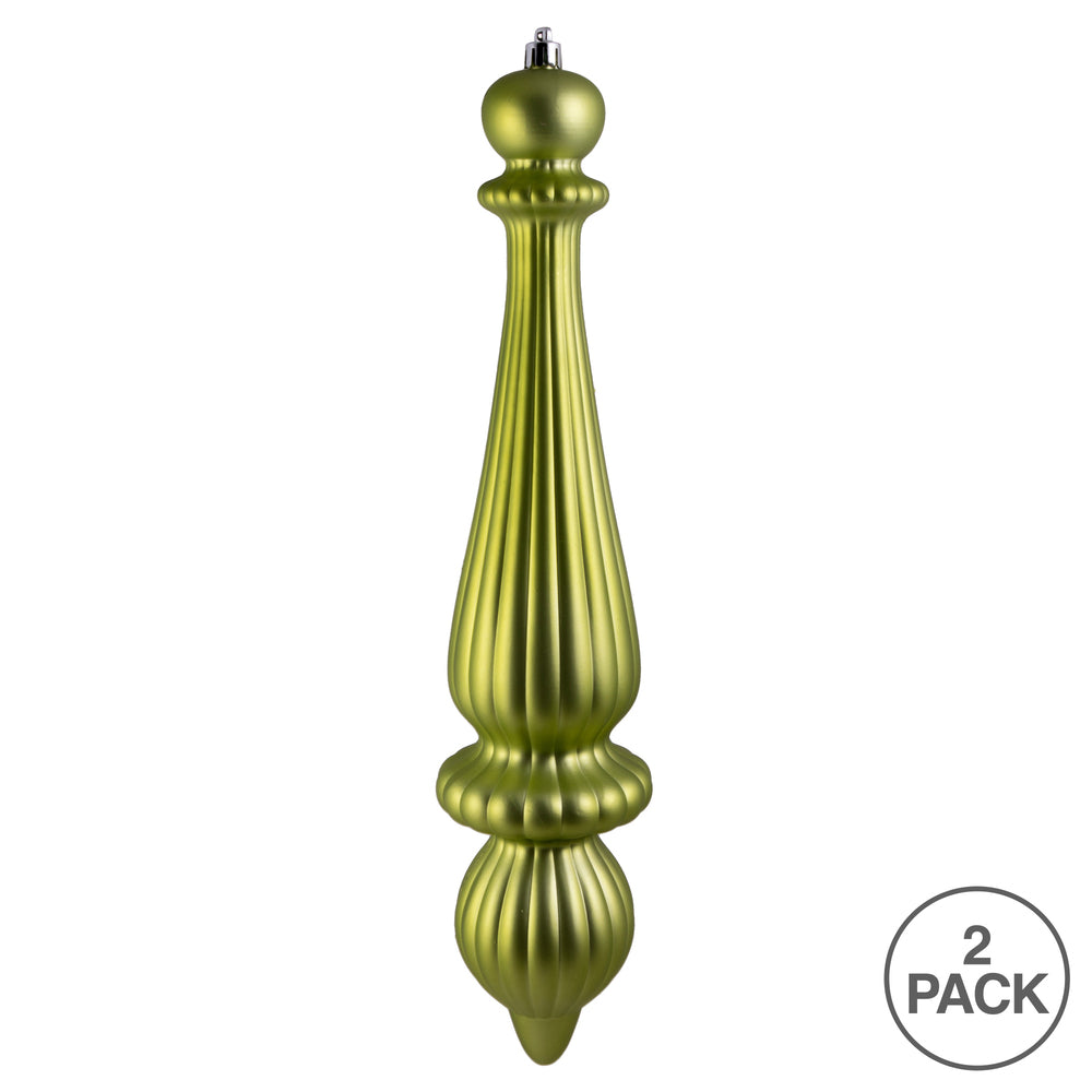 Vickerman 14" Lime Matte Finial Drop Christmas Ornament UV Treated with Wired Cap 2 per bag