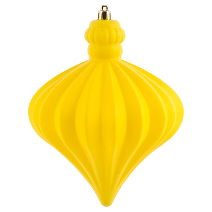 Vickerman 6" Yellow Matte Onion Drop Christmas Ornament 4 per pack