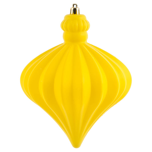 Vickerman 6" Yellow Matte Onion Drop Christmas Ornament 4 per pack