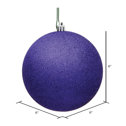 Vickerman 6" Purple Glitter Ball Ornament 4 per Bag