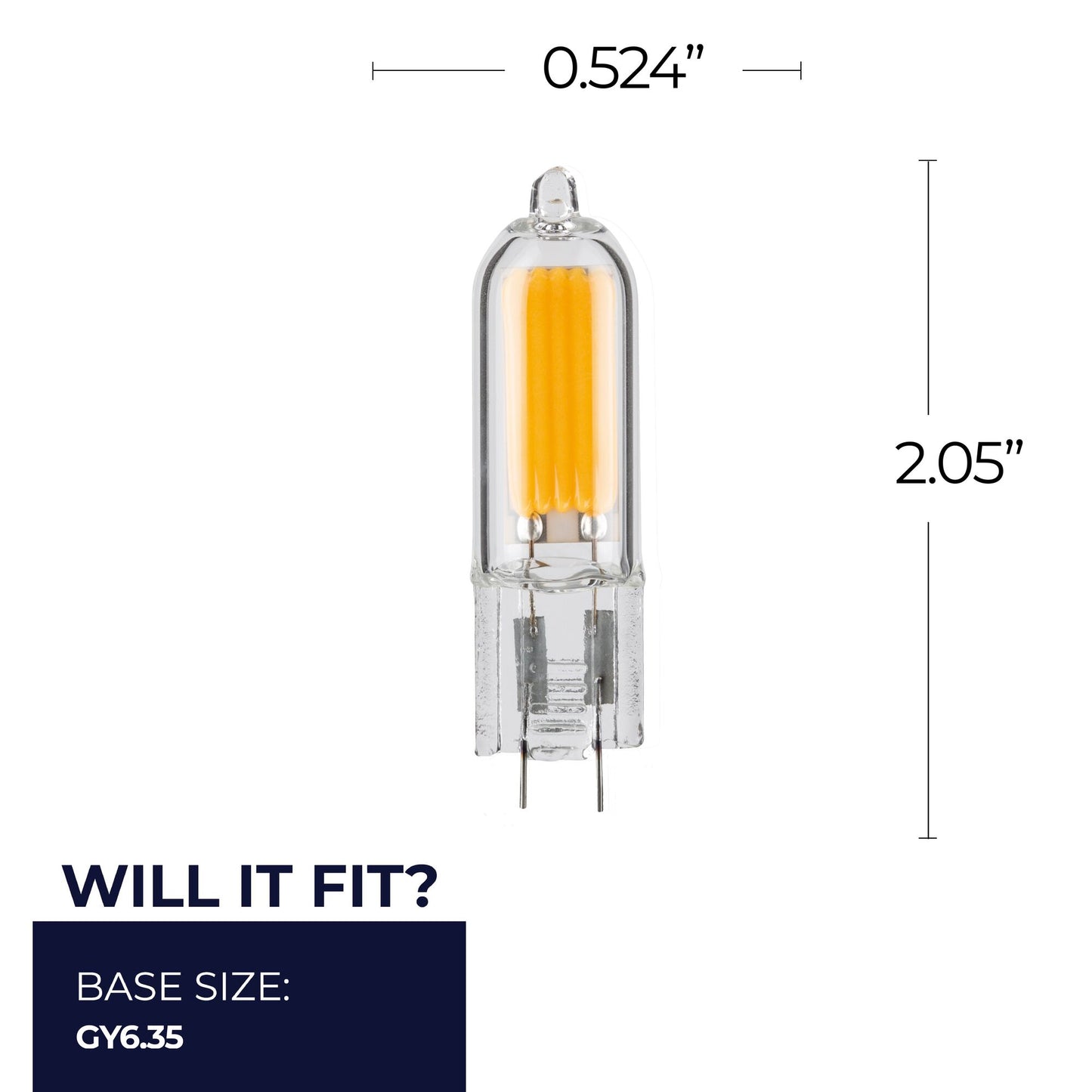 Bulbrite 862042 LED Filament Pack of (4) 1.8 Watt Dimmable T5 Light Bulb with Clear Glass Finish and (GY6.35) Base - 3000K (Soft White Light), 140 Lumens