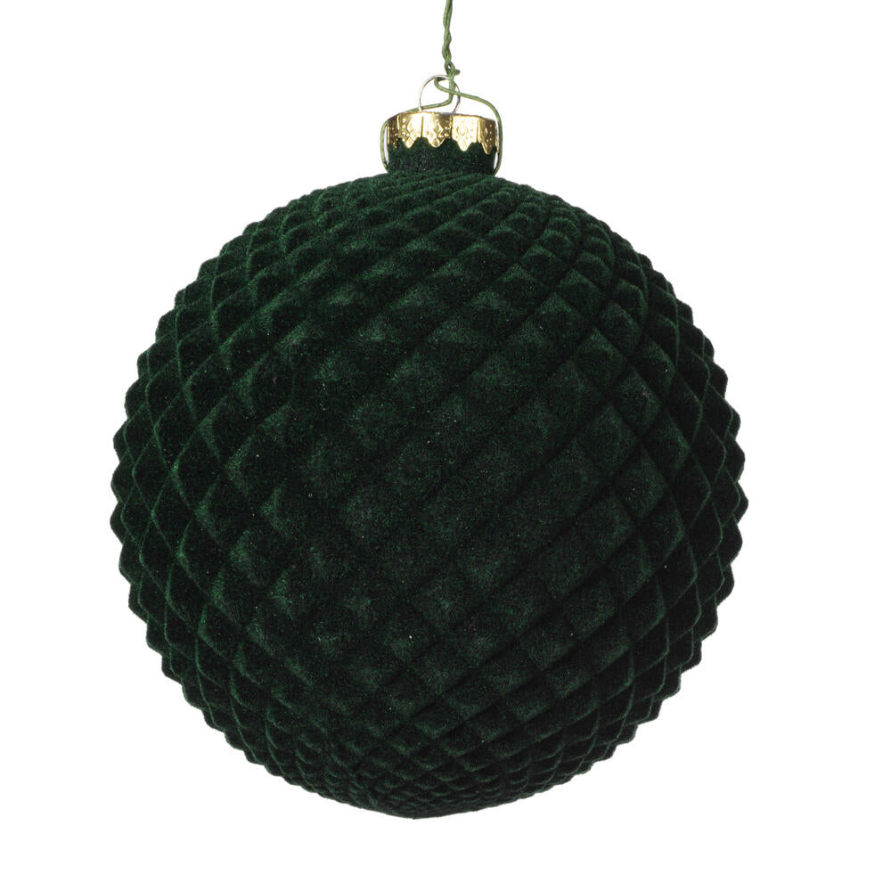 Vickerman 5" Moss Green Flocked Durian Ball Ornament 2 per Bag