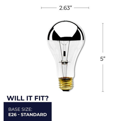 BULBRITE INCANDESCENT A21 MEDIUM SCREW (E26) 100W DIMMABLE LIGHT BULB 2700K/WARM WHITE HALF MIRROR 8PK (712110)