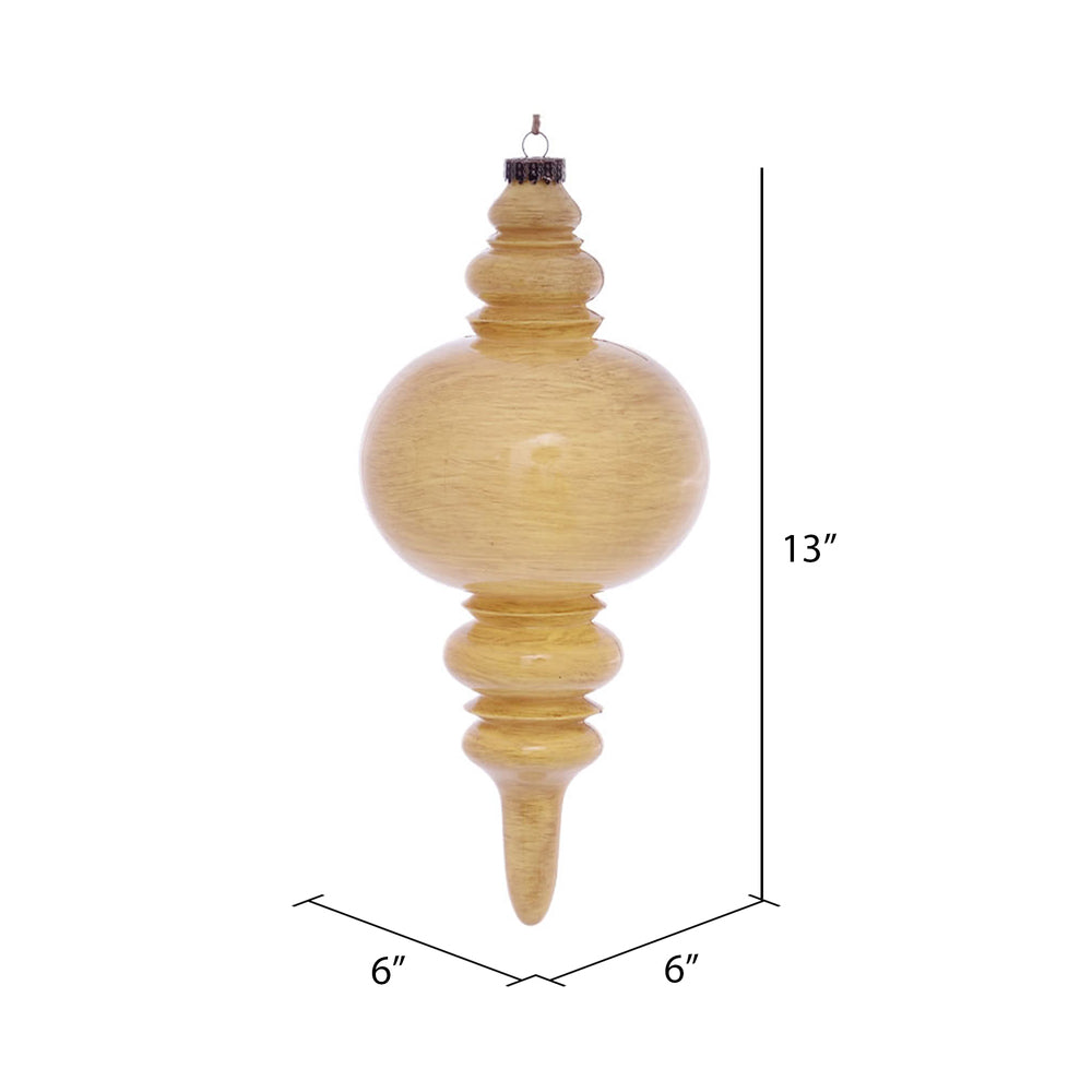 Vickerman 13" Tan Wood Grain Finial Ornament