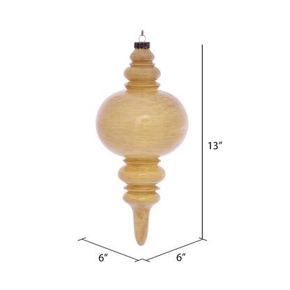 Vickerman 13" Tan Wood Grain Finial Ornament