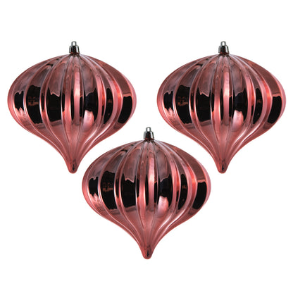 Vickerman 5.7" x 5.5" Coral Shiny Onion Christmas Ornament UV treated Set of 3