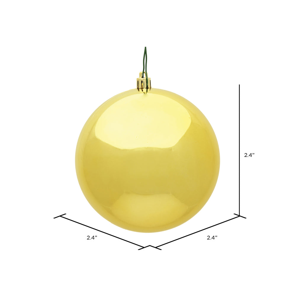 Vickerman 2.4" Honey Gold Shiny UV Treated Ball Ornament with Drilled and Wired Cap 24 per Bag