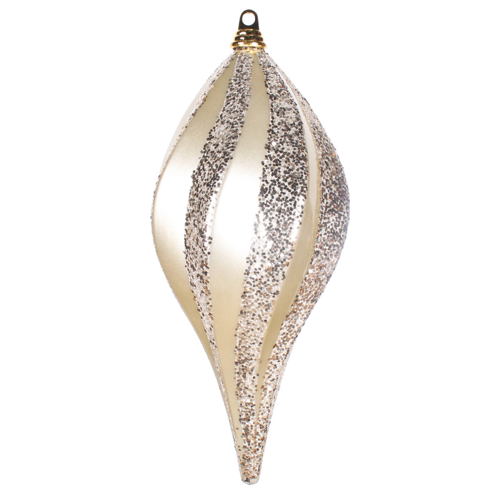 Vickerman 8'' Champagne Glitter Swirl Drop Christmas Ornament