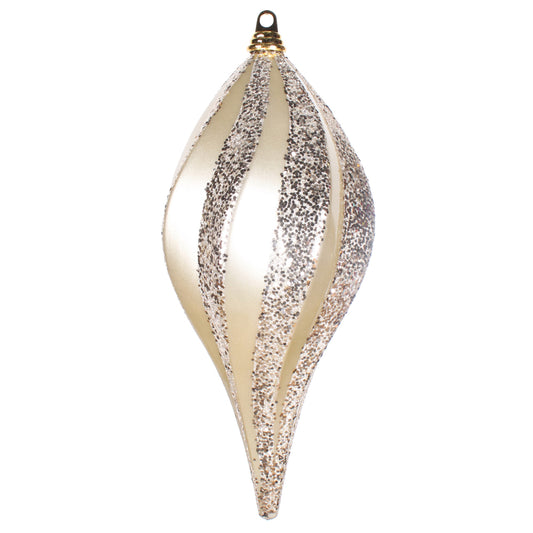 Vickerman 8'' Champagne Glitter Swirl Drop Christmas Ornament