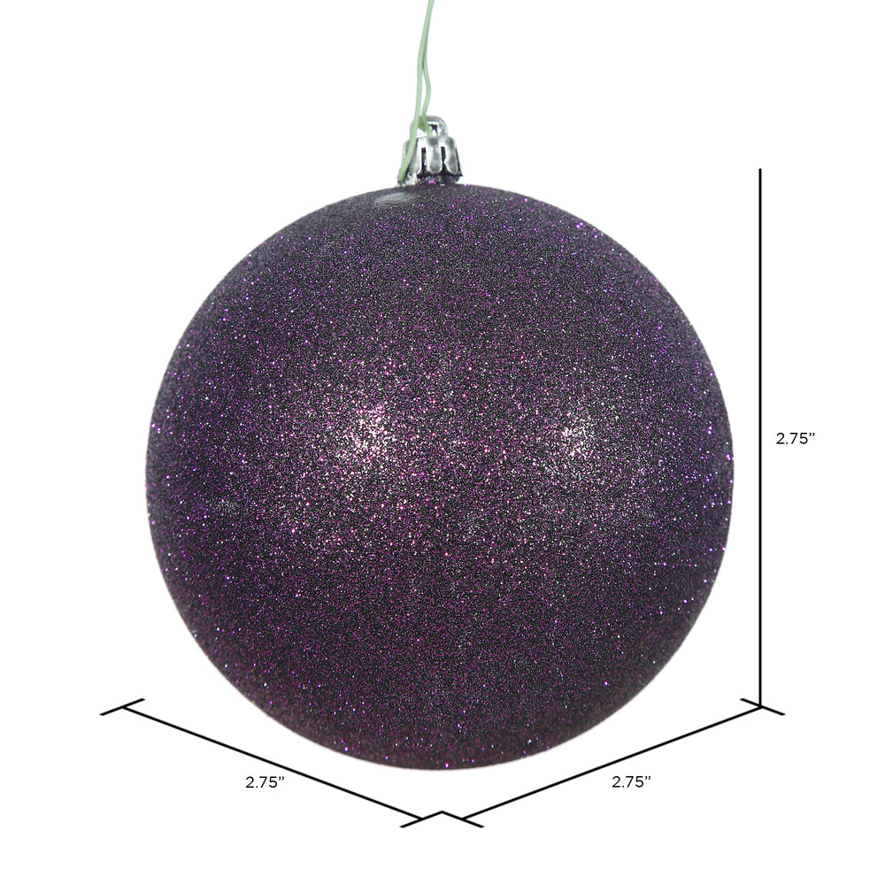 Vickerman 2.75" Plum Glitter Ball Ornament 12 per Bag