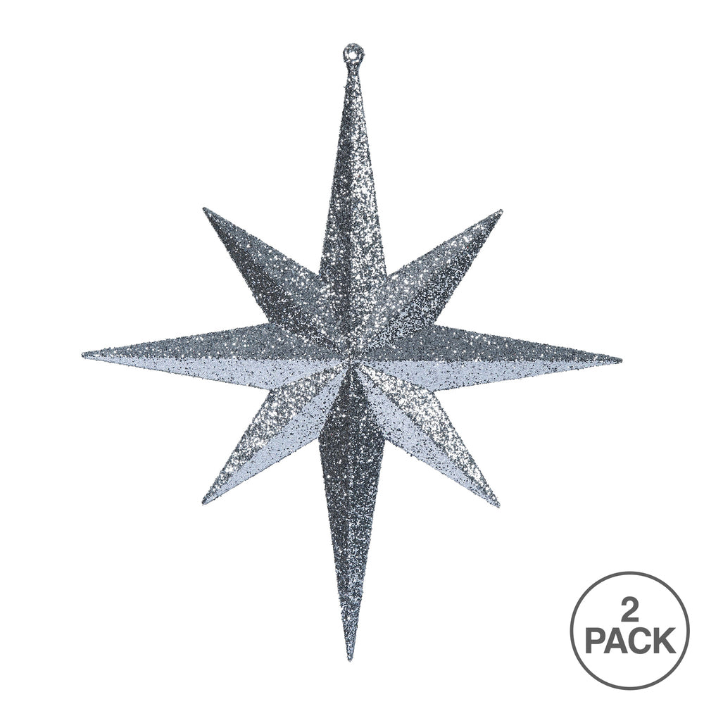 Vickerman 12" Pewter Iridescent Glitter Bethlehem Star Christmas Ornament 2 per Box