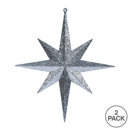 Vickerman 12" Pewter Iridescent Glitter Bethlehem Star Christmas Ornament 2 per Box