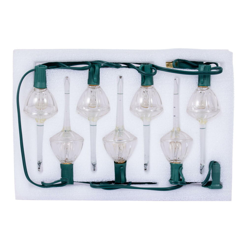 Vickerman 7 Clear Bubble Lights on Green Wire 13' Christmas Light Strand 5 watts per bulb