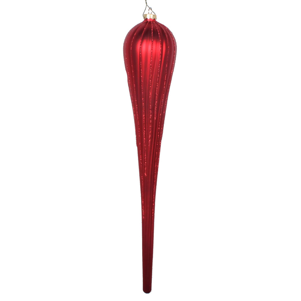 Vickerman 15.75" Red Matte Glitter Drop Christmas Ornament Pack of 2