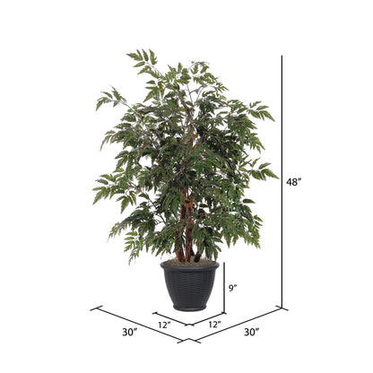 Vickerman 4' Artificial Ming Aralia Bush Rattan Basket
