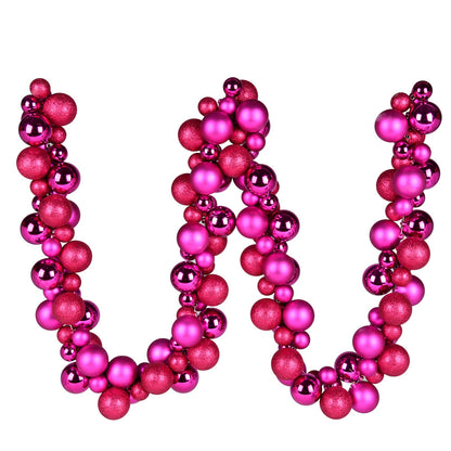 Vickerman 6' Fuchsia Assorted Ball Ornament Christmas Garland