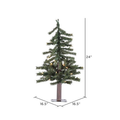 Vickerman 2' Natural Alpine Artificial Christmas Tree Clear Incandescent Lights