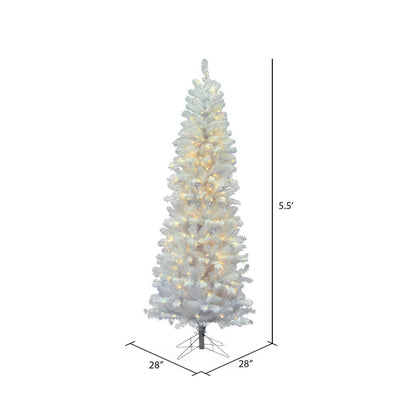 Vickerman 5.5' White Salem Pencil Pine Artificial Christmas Tree Pure White Single Mold LED Lights