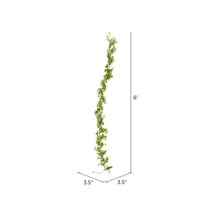 Vickerman 6' Artificial Green Boxwood Moderne Garland.