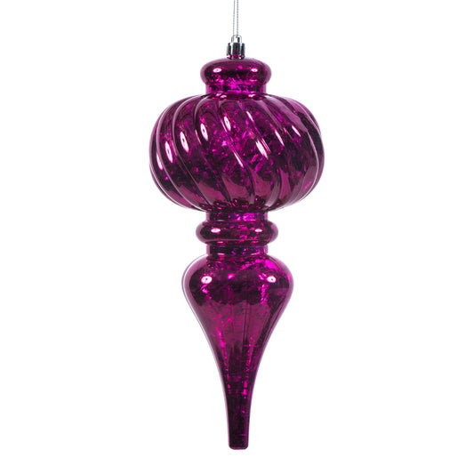 Vickerman 10" Magenta Shiny Mercury Finish Plastic Finial 3 to a bag 1 Year Christmas Seasonal Warranty