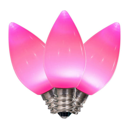 Vickerman C7 Ceramic LED Pink Bulb  Nickel Base 120V .6 Watts  3 diodes 25 Bulbs per bag