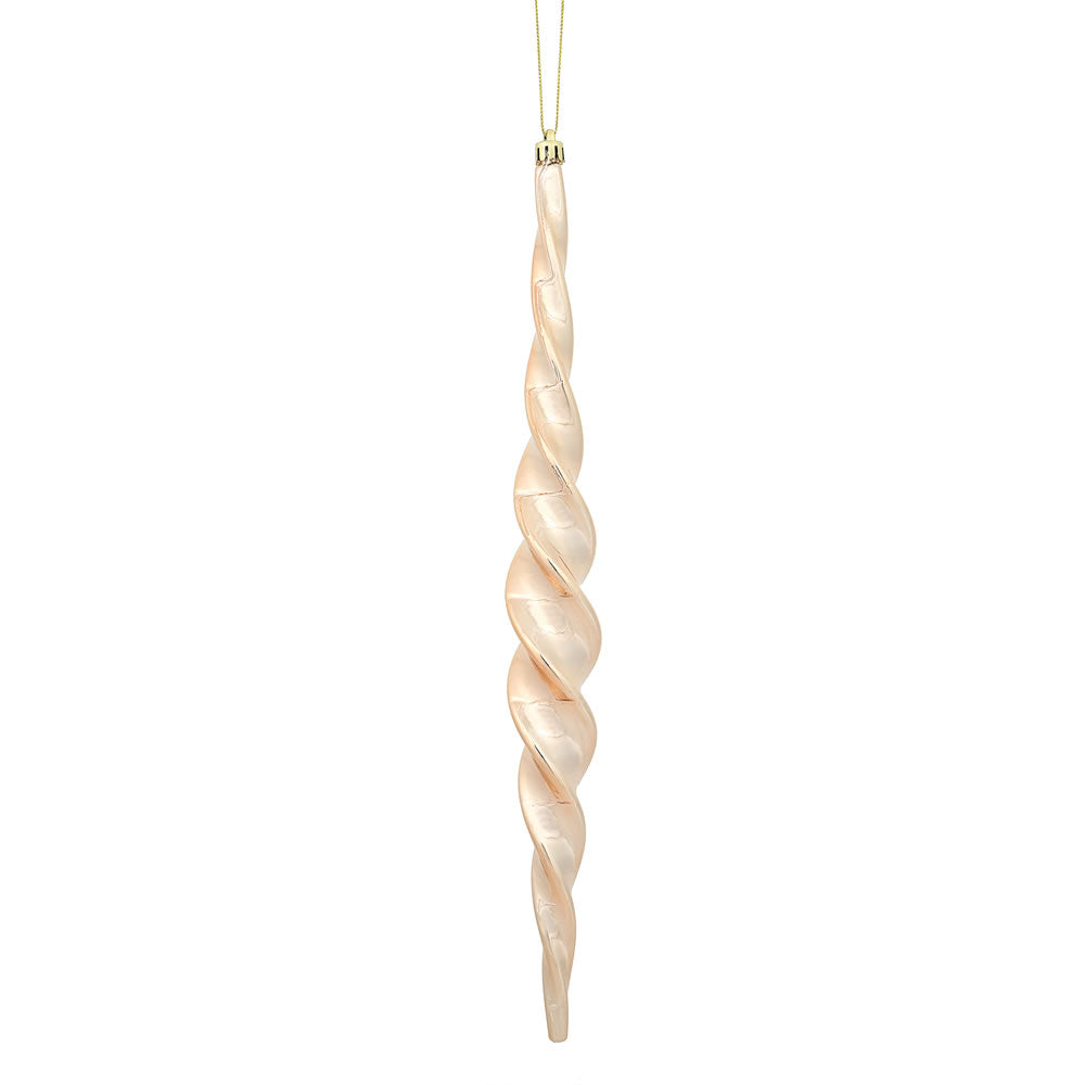 Vickerman 14.6" Rose Gold Shiny Spiral Icicle Christmas Ornament Pack of 2