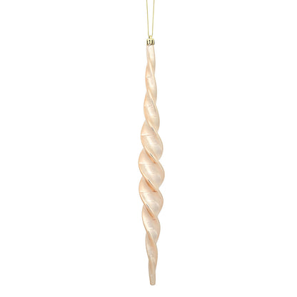 Vickerman 14.6" Rose Gold Shiny Spiral Icicle Christmas Ornament Pack of 2