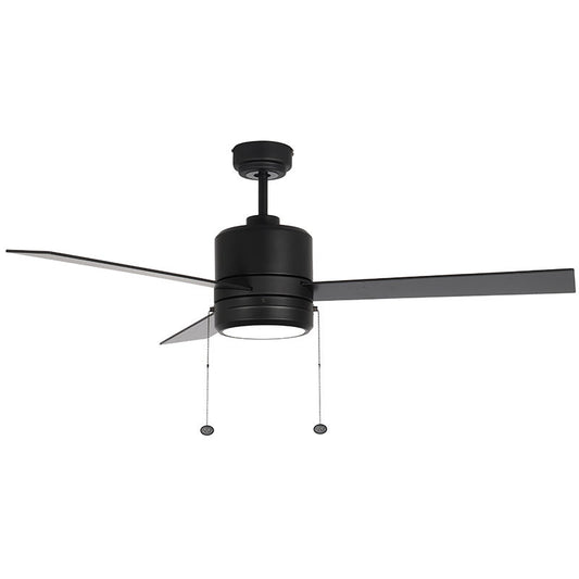 Westgate 52In 3-Blade Ceiling Fan And Light 3Cct 19W Integ. LED Pull Ch. Black And Black Blades, Commercial Indoor Lighting, 20W, 1750 Lumens, 30K/40K/50K, Black And Black Blades Finish