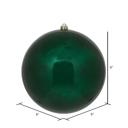 Vickerman 6" Midnight Green Shiny Ball Ornament 4 per Bag