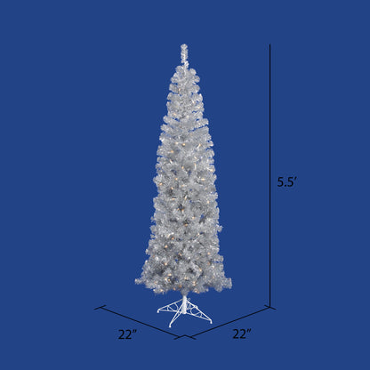 Vickerman 5.5' Silver Pencil Artificial Christmas Tree Warm White Dura-lit LED Lights.