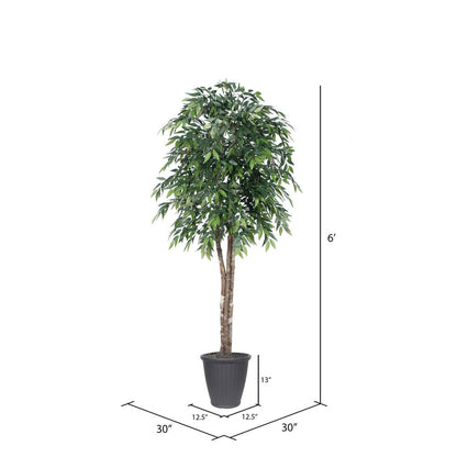 Vickerman 6' Artificial Green Smilax Deluxe Tree Gray Round Plastic Container.
