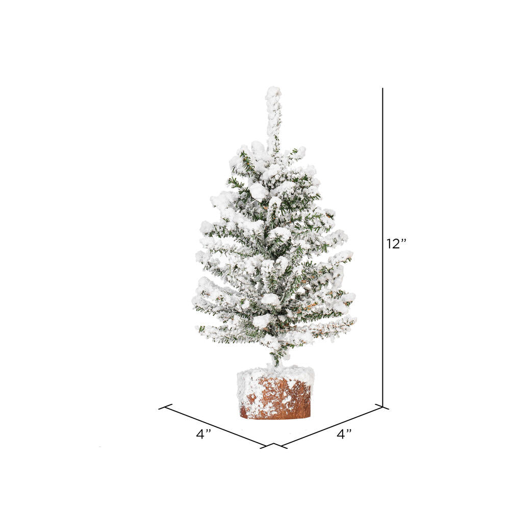 Vickerman 12" flocked Mini Pine Artificial Christmas tree Set of 3