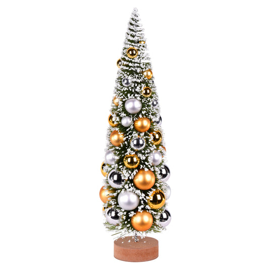 Vickerman 18" Vintage Tabletop Frosted Green Artificial Christmas Tree Silver and Gold Ornament