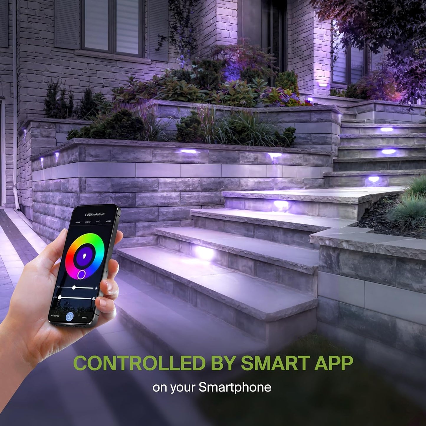 ASD Lighting LED Hardscape Light Swivel 7inch 3W 12V 2700-6500K RGBW Smart APP Control with Hub Bronze ETL 8 pack