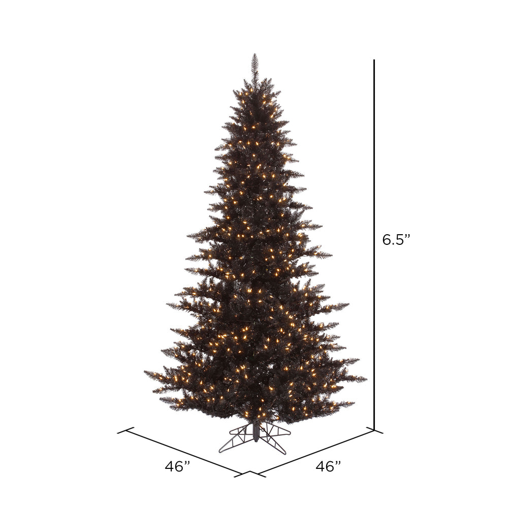 Vickerman 6.5' Black Fir Artificial Christmas Tree Warm White Dura-lit LED Lights